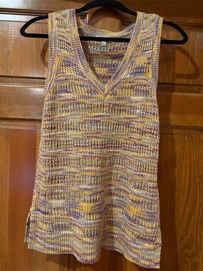 Liverpool Multicolor V-Neck Sweater Vest in Yellow, Purple, Cream